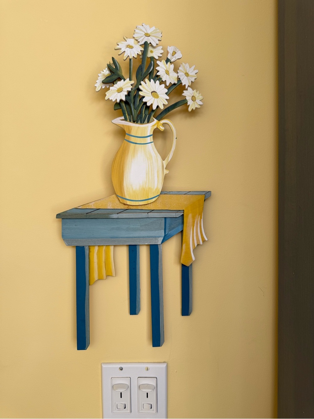 Yellow & Blue Daisy Vase Wall Decor